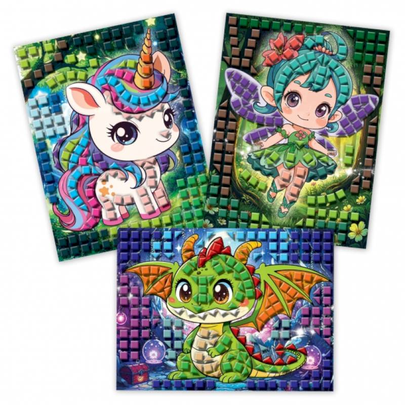 Фото Разноцветная мозаика 3 в 1. Дракончик. Фея. Единорог