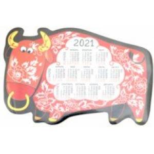 Фото Календарь на магните с вырубкой на 2021 год 'Год быка. Красный'