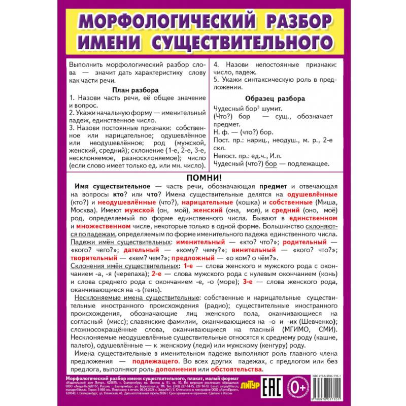 Фото Морфологический разбор имени существительного