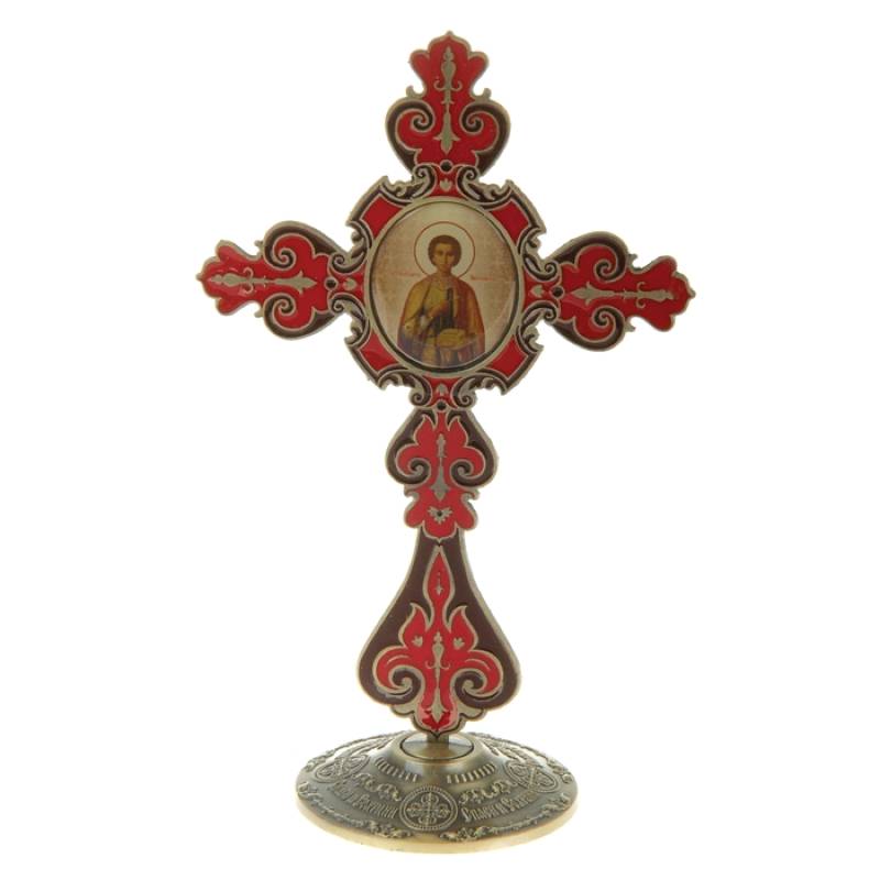 Фото Крест на подставке с иконой 'Великомученик и Целитель Пантелеимон'