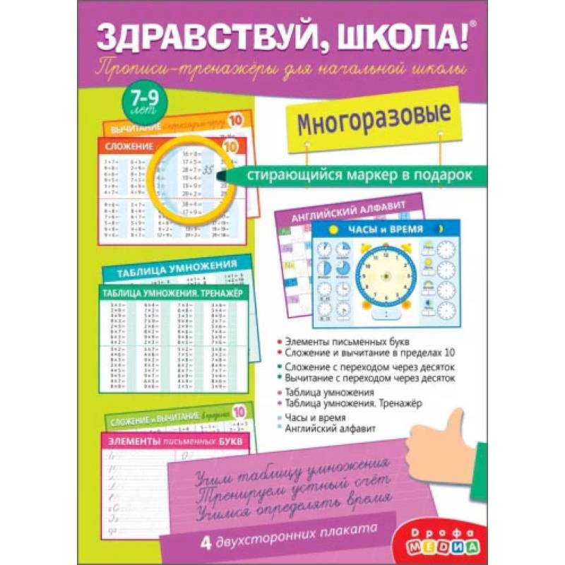 Фото Здравствуй, школа! Прописи-тренажёры для начальной школы, с маркером