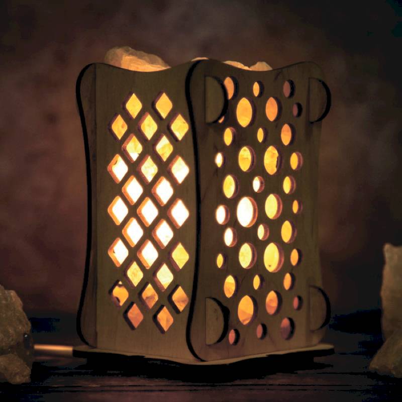 Фото Соляной светильник 'Шарики', 9x14 см, деревянный декор