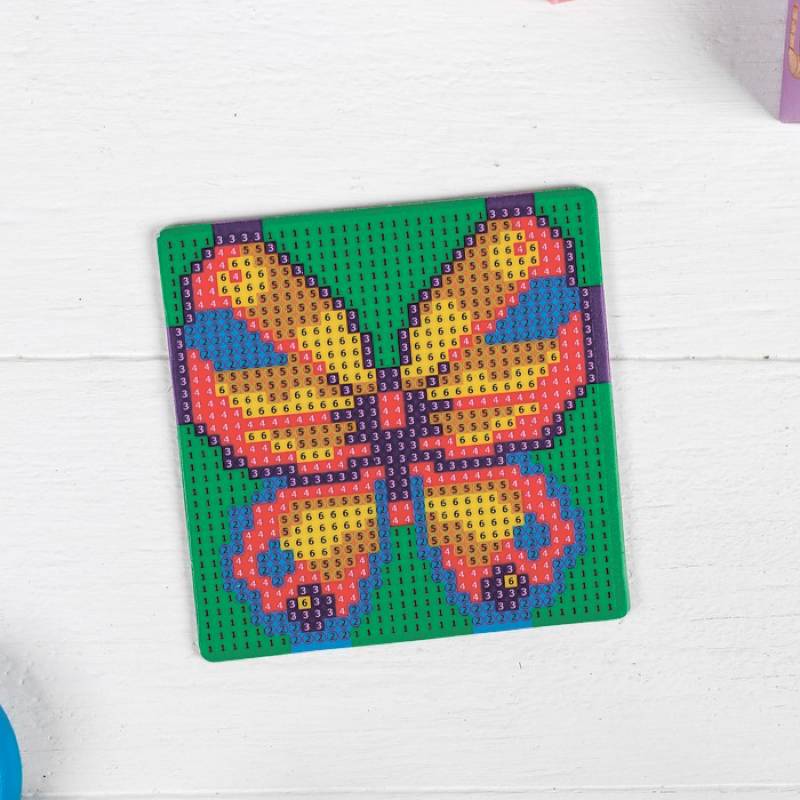 Фото Алмазная мозаика магнит для детей 'Бабочка' + емкость, стержень, клеевая подушечка