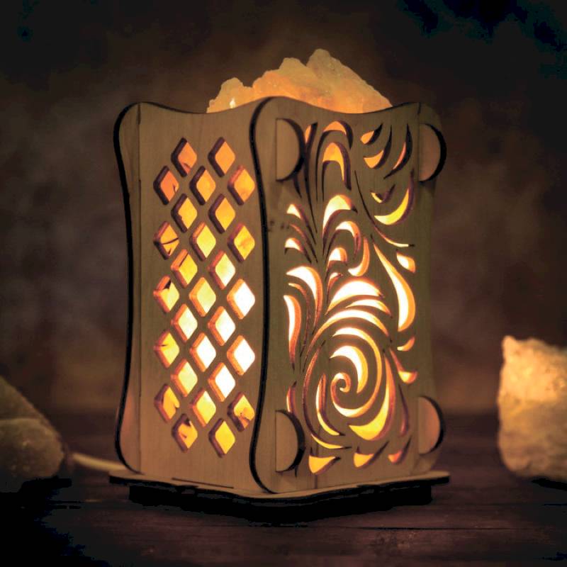 Фото Соляной светильник 'Листья', 9x14 см, деревянный декор