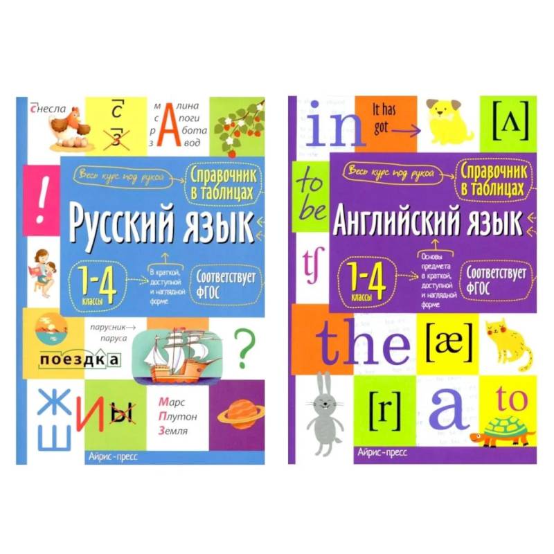 Фото Справочник в таблицах. Русский язык. Английский язык. 1-4 кл. (комплект из 2-х книг)