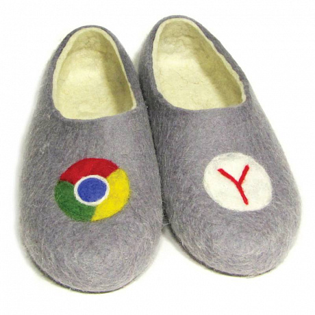 Фото Войлочные тапочки Гугл и Яндекс серые. Размер 38
