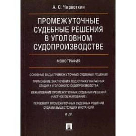 Промежуточные судебные решения в уголовном судопроизводстве. Монография