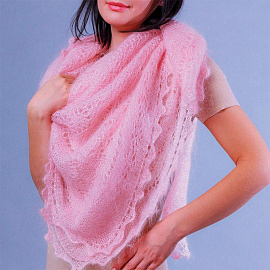 Платок Оренбургский пуховый розовый, 1.30, 130x130 см