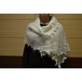 Пуховый шарф белый 50x160 см