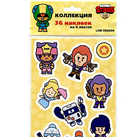 Наклейки Бравл Старс Коллекция из 36 штук, желтые (Арт.NA0035)