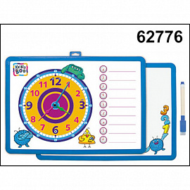 62776 Доска для рисования с часами и маркером, синяя