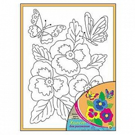 Холст для рисования с красками 'Цветы и бабочки', 18х24 см