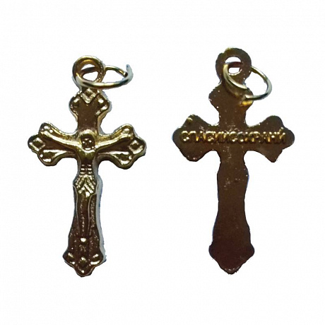 Фото Крест металлический с цепочкой, цвет золото №38, 1,6x2,9 см