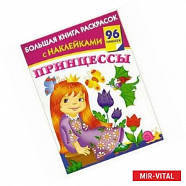 Принцессы. Большая книга раскрасок с наклейками