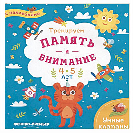 Тренируем память и внимание. 4-5 лет. Книжка с наклейками