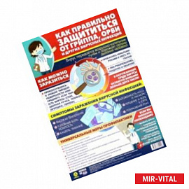 Плакат 'Как правильно защититься от гриппа, ОРВИ и других вирусных инфекций', формат А3