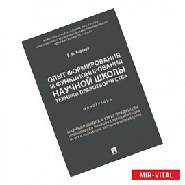 Опыт формирования и функционирования научной школы техники правотворчества. Монография