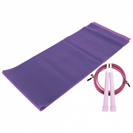 Фото Набор для фитнеса (эспандер ленточный+скакалка скоростная), цвет фиолетовый