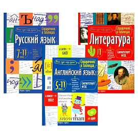 Справочник в таблицах. Русский язык. Литература. Английский язык. 7-11 кл. (комплект из 3-х книг)