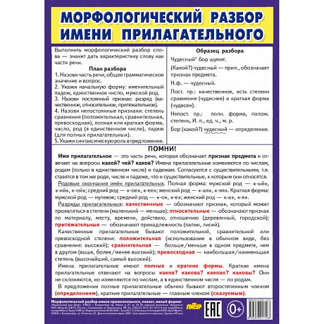 Фото Морфологический разбор имени прилагательного