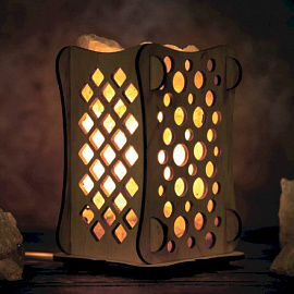 Соляной светильник 'Шарики', 9x14 см, деревянный декор