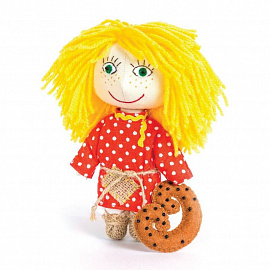 Набор для изготовления игрушки из льна и хлопка с волосами из пряжи 'Домовёнок', 15,5 см