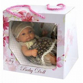 Baby Doll. Пупс в платьице и шапочке, 25 см (Т15459)