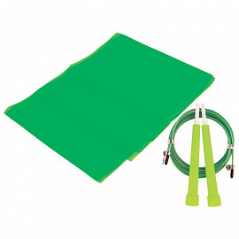 Набор для фитнеса (эспандер ленточный+скакалка скоростная), цвет зеленый