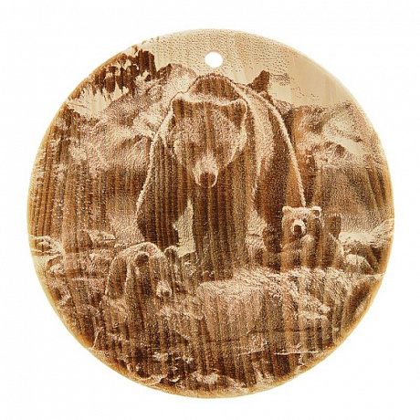 Фото Доска из кедра «Медведь», круглая, 18x18 см
