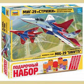 Самолет 'МиГ-29' авиагруппа 'Стрижи', 1/72 + клей, кисточка и краски (7310П)