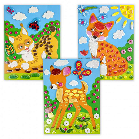 Фото Разноцветная мозаика 3 в 1 Лисичка. Оленёнок. Рысёнок