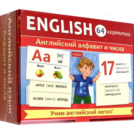 Фото Игра развивающая Английский алфавит и числа, 64 карточки